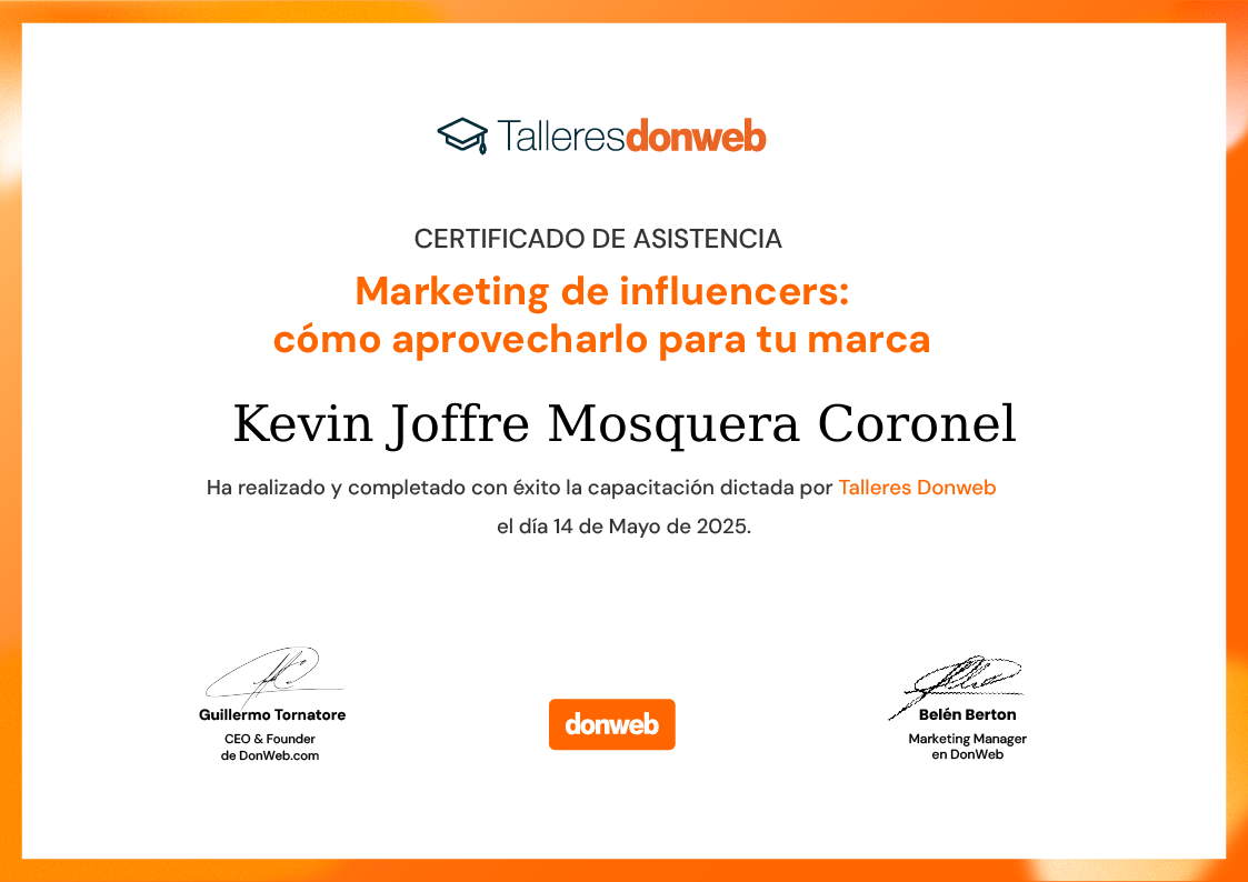Certificado de asistencia · Talleres DonWeb
