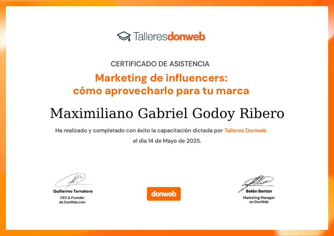 Certificado de asistencia · Talleres DonWeb