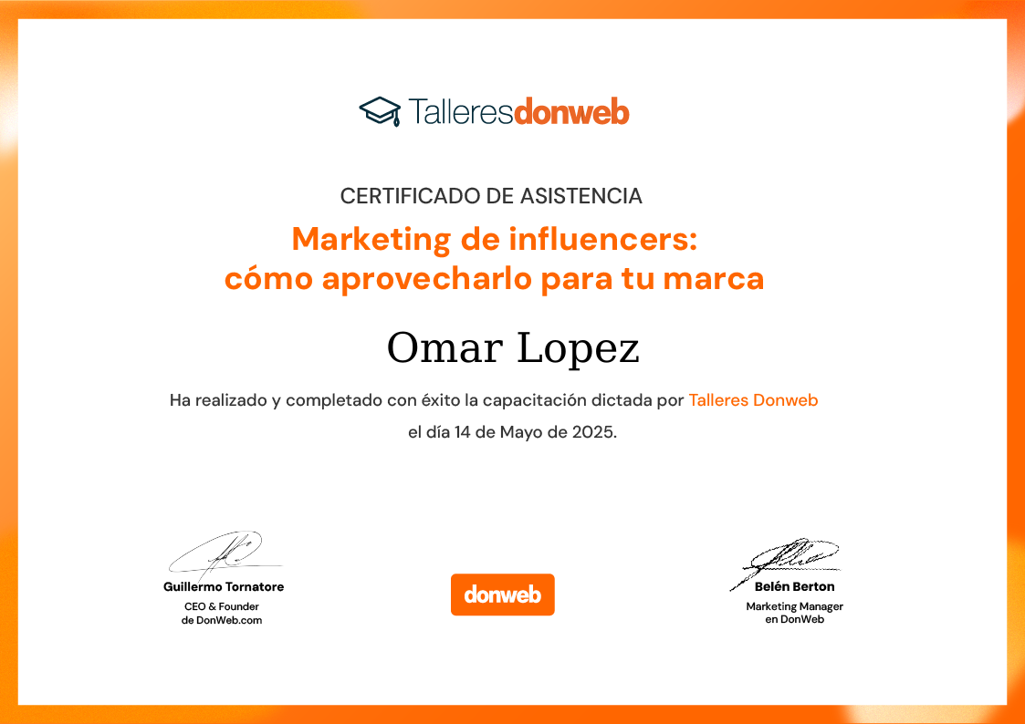 Certificado de asistencia · Talleres DonWeb