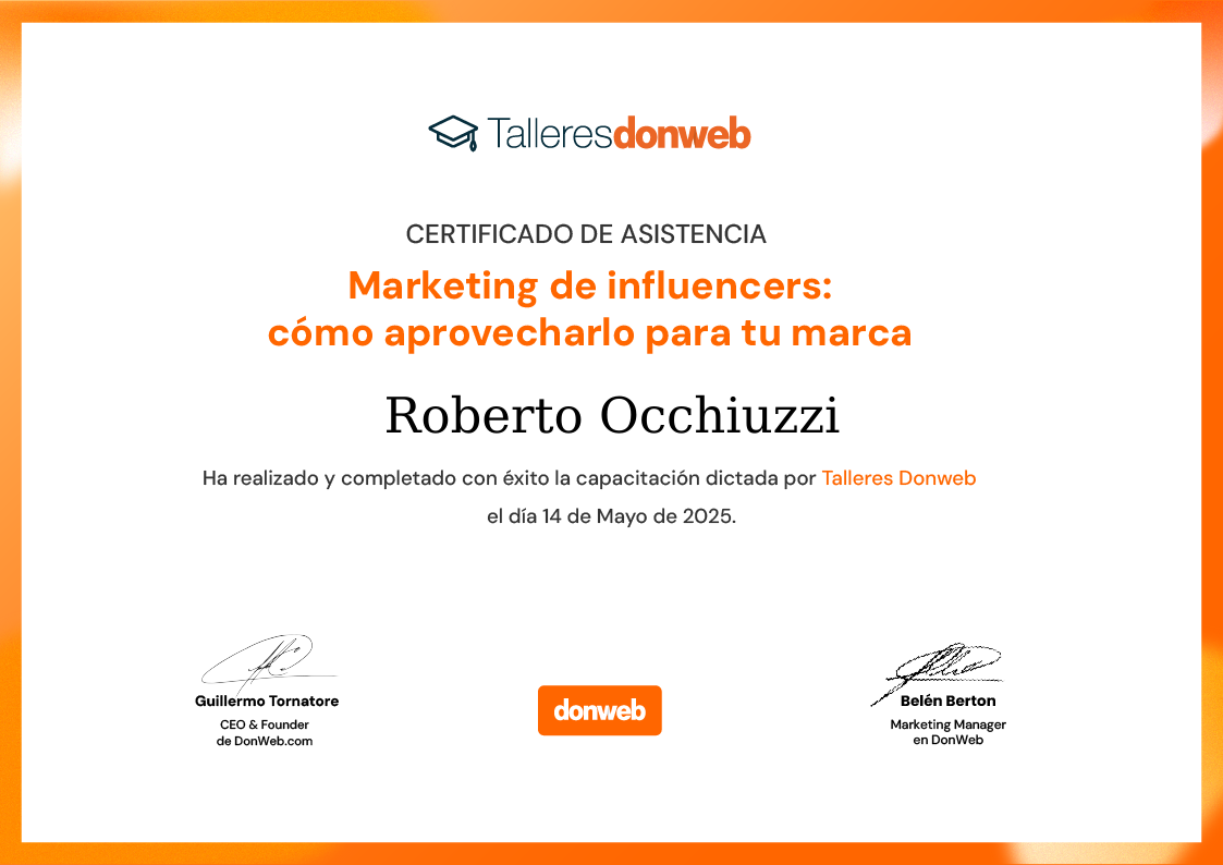 Certificado de asistencia · Talleres DonWeb