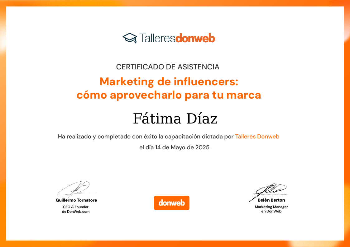 Certificado de asistencia · Talleres DonWeb
