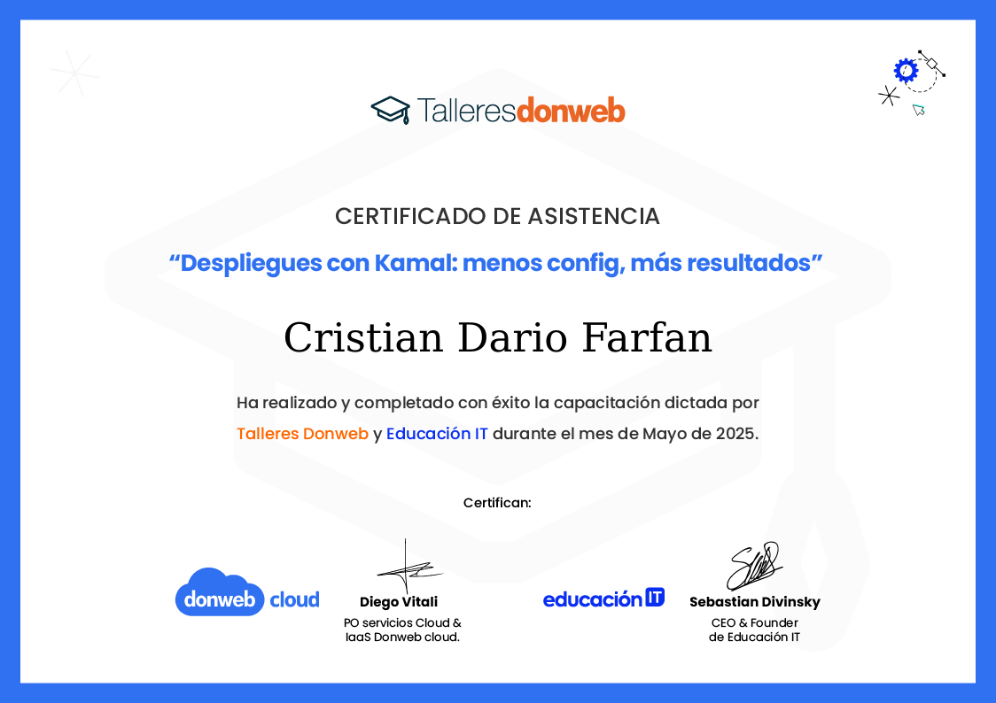 Certificado de asistencia · Talleres DonWeb