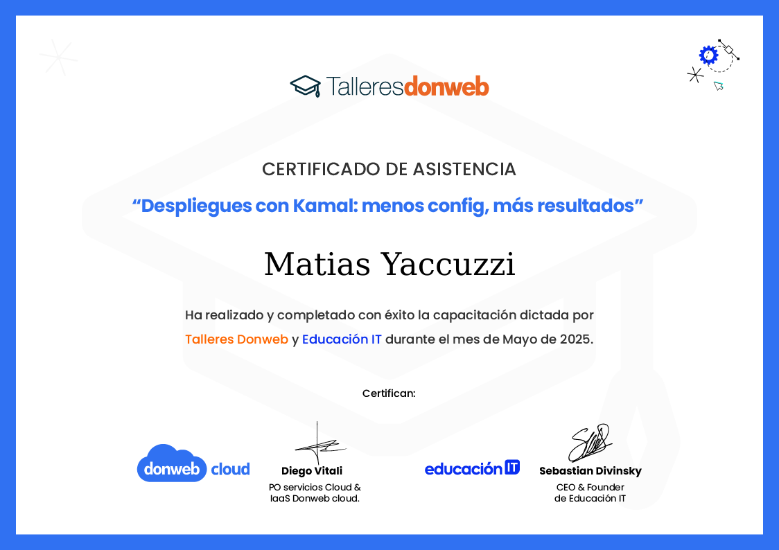 Certificado de asistencia · Talleres DonWeb