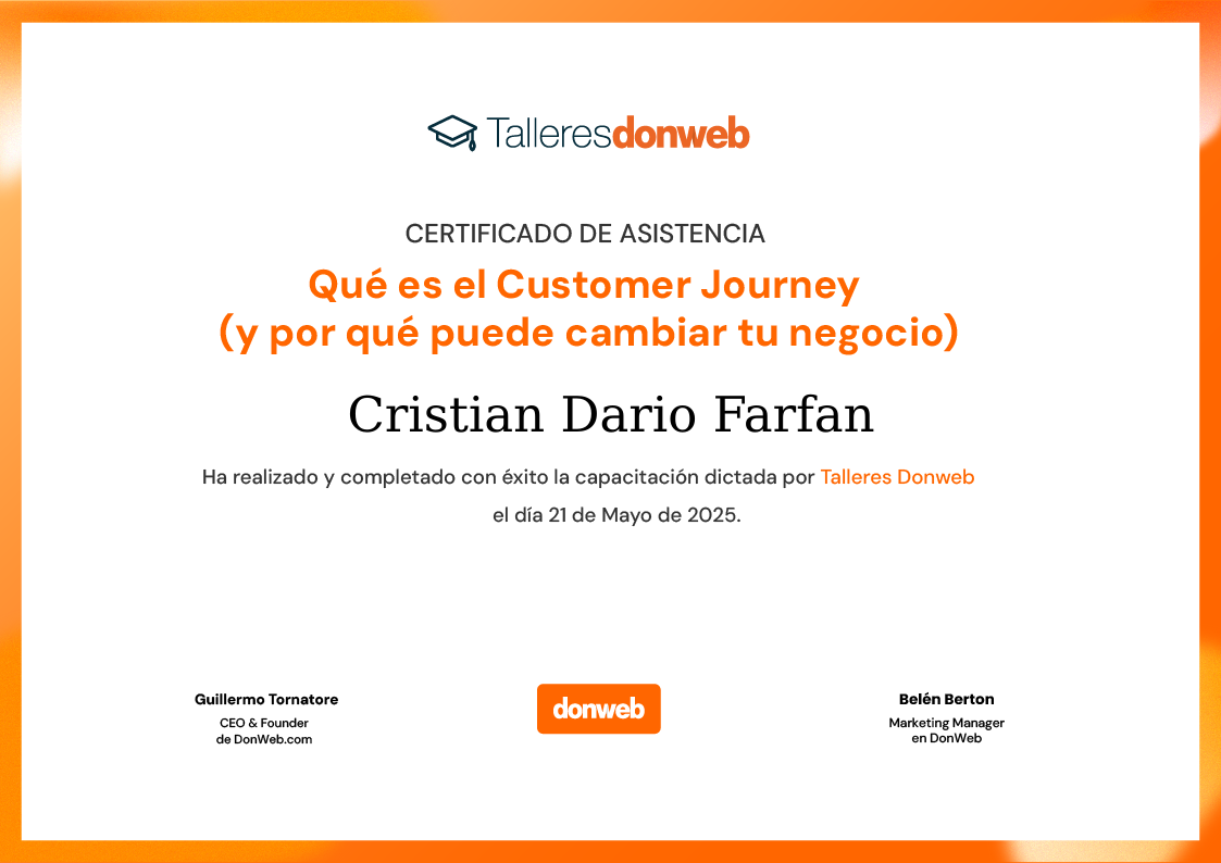 Certificado de asistencia · Talleres DonWeb