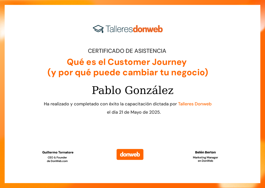 Certificado de asistencia · Talleres DonWeb