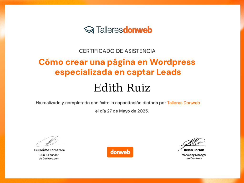 Certificado de asistencia · Talleres DonWeb