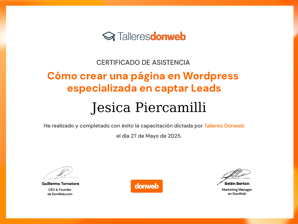 Certificado de asistencia · Talleres DonWeb
