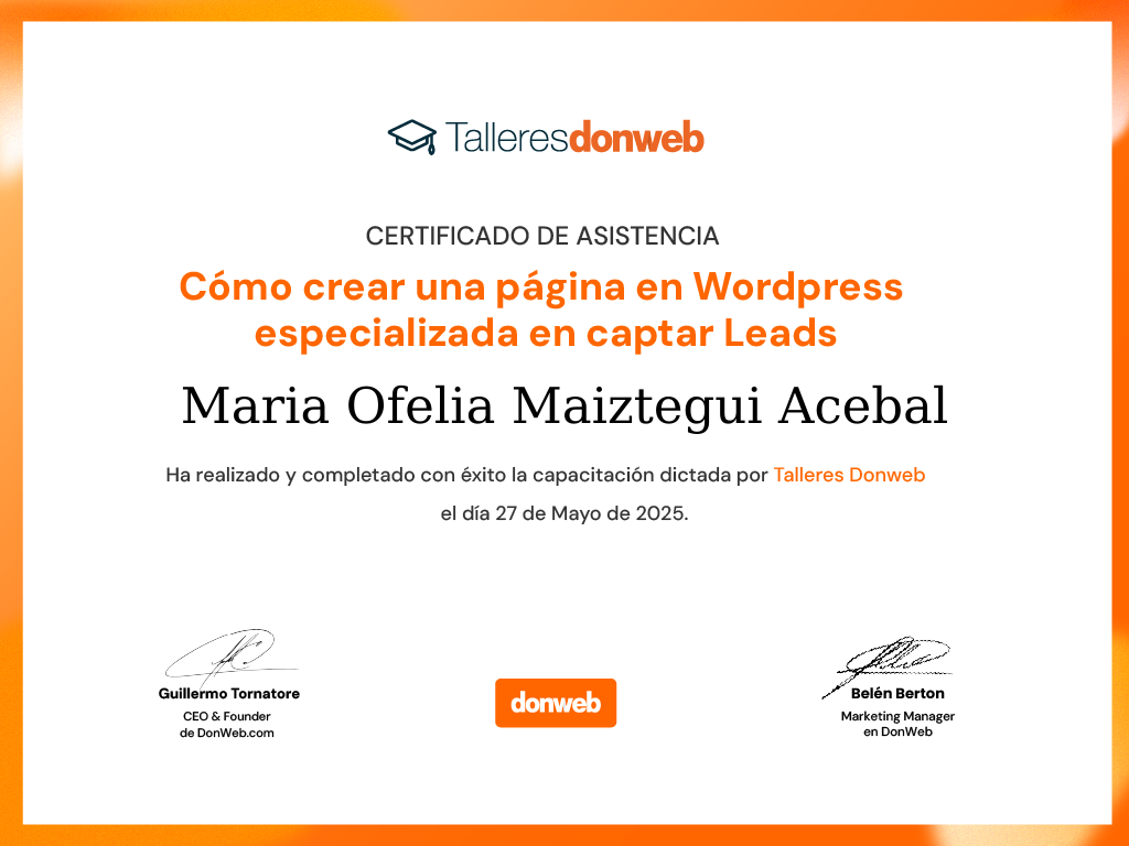 Certificado de asistencia · Talleres DonWeb