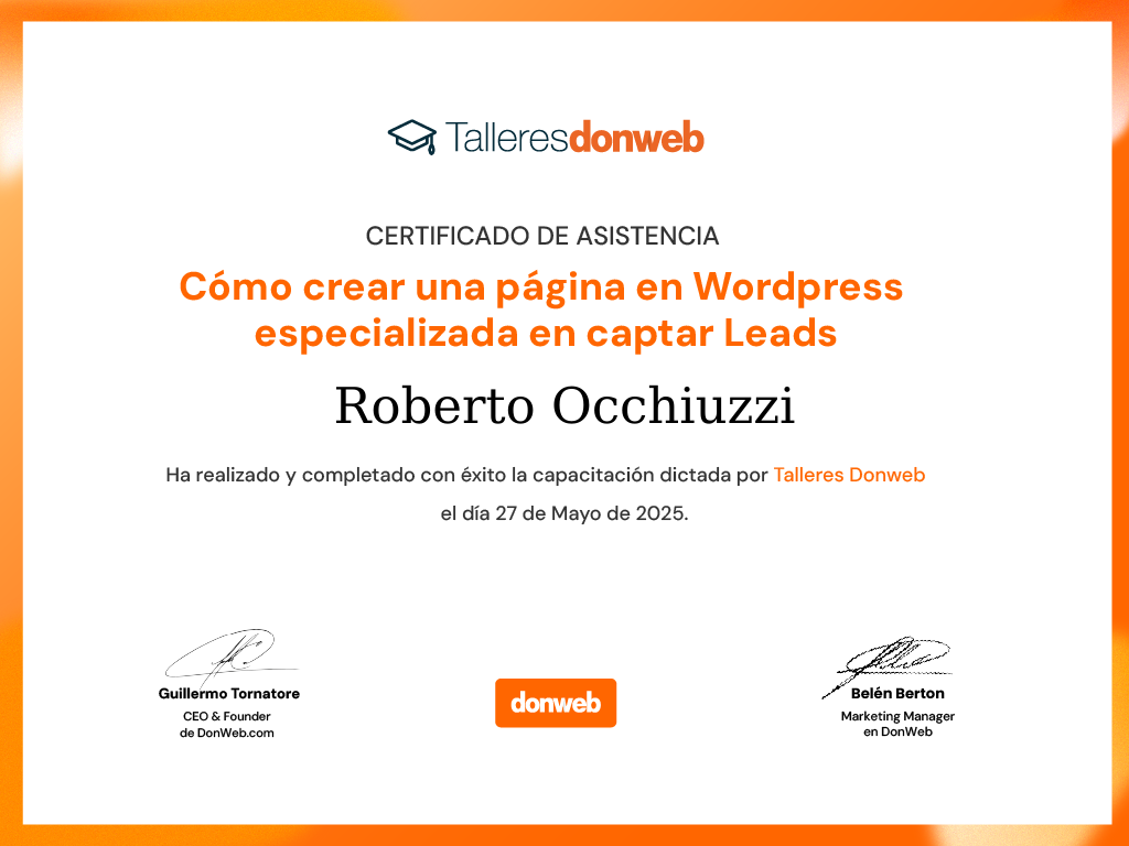 Certificado de asistencia · Talleres DonWeb