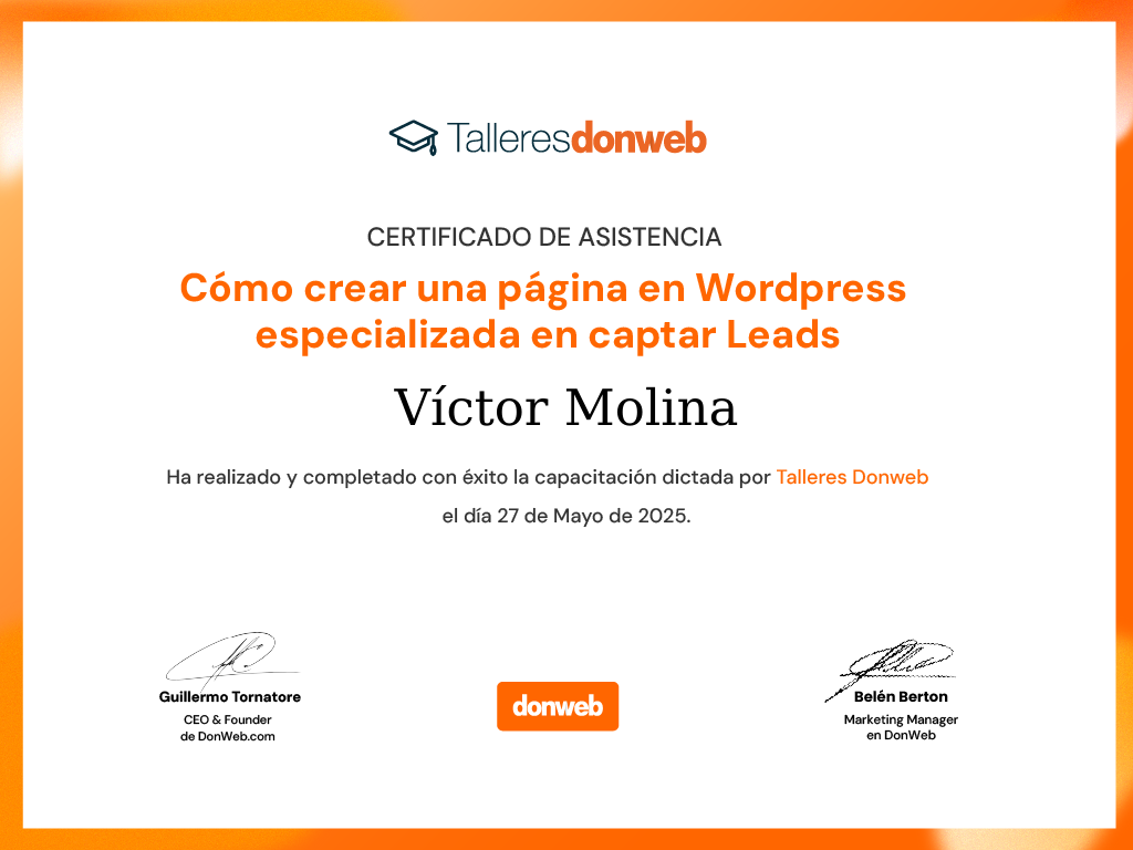 Certificado de asistencia · Talleres DonWeb