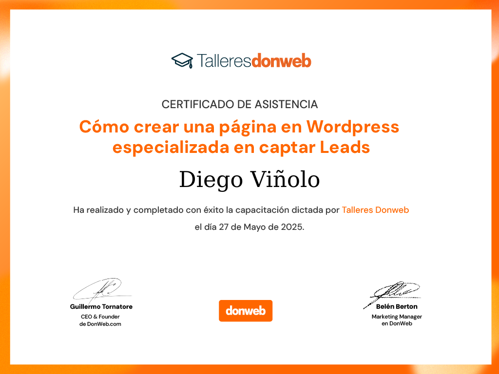 Certificado de asistencia · Talleres DonWeb