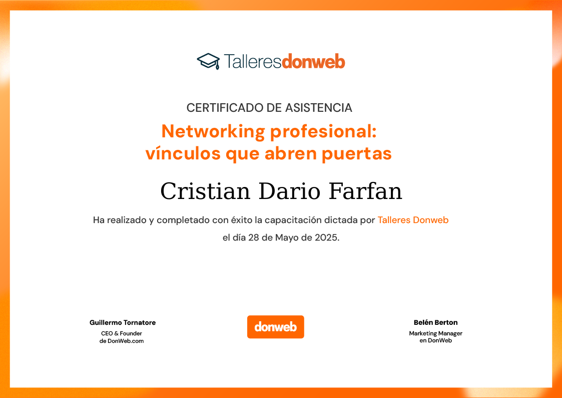 Certificado de asistencia · Talleres DonWeb
