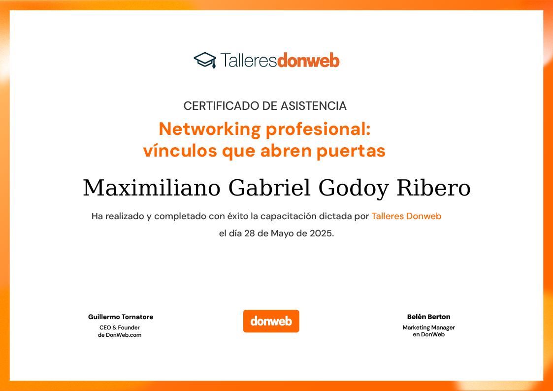 Certificado de asistencia · Talleres DonWeb