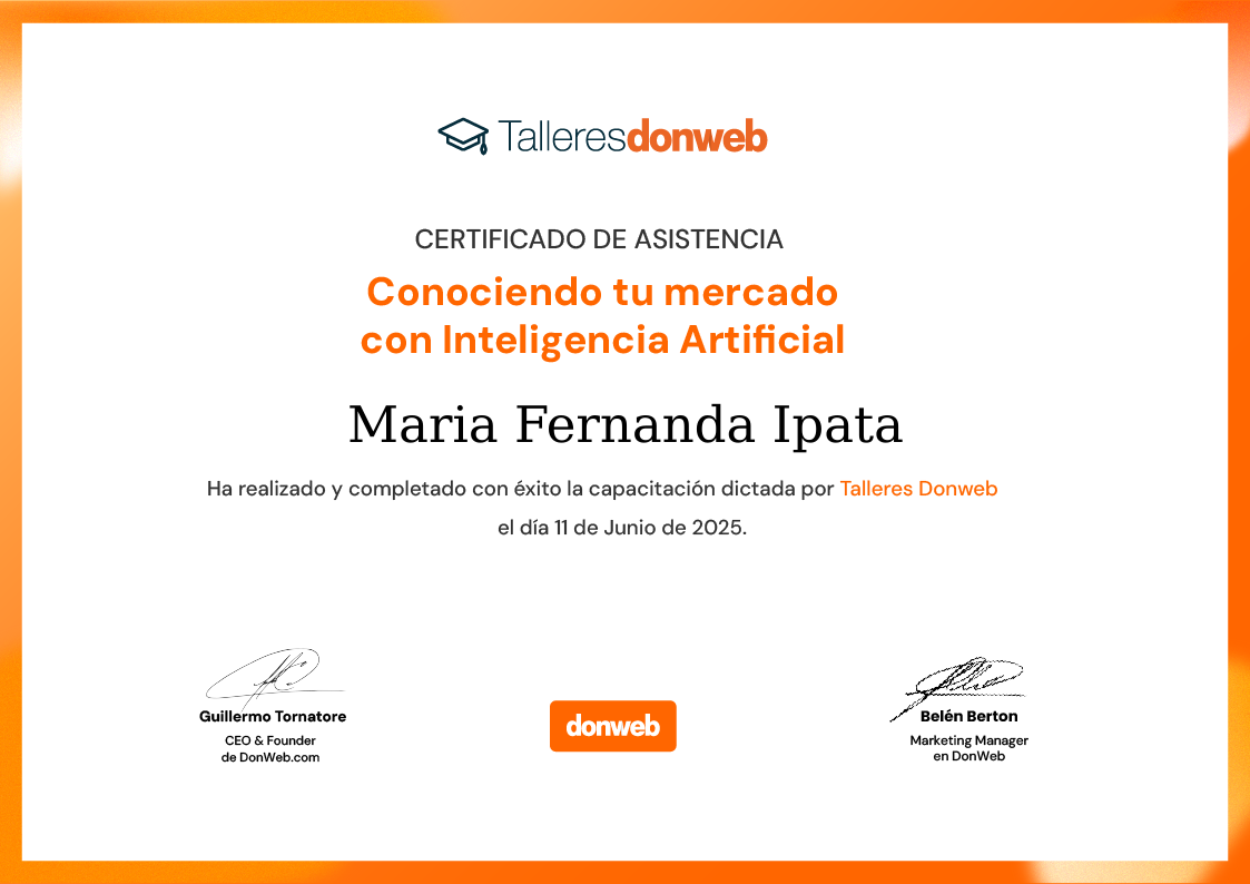 Certificado de asistencia · Talleres DonWeb