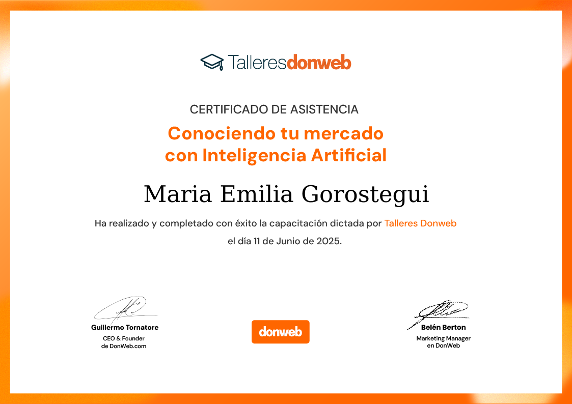 Certificado de asistencia · Talleres DonWeb