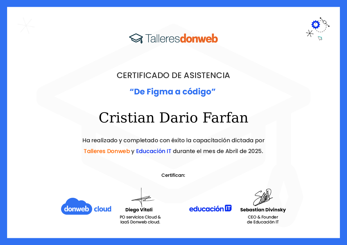 Certificado de asistencia · Talleres DonWeb