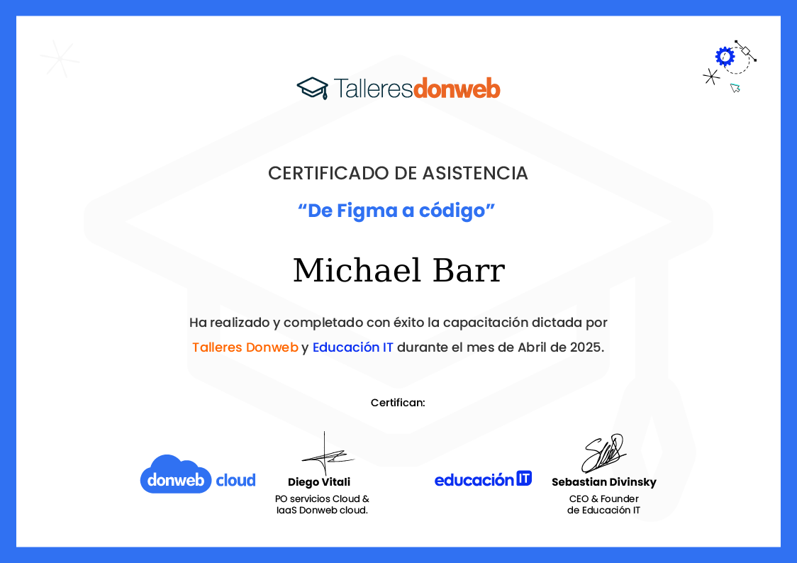 Certificado de asistencia · Talleres DonWeb