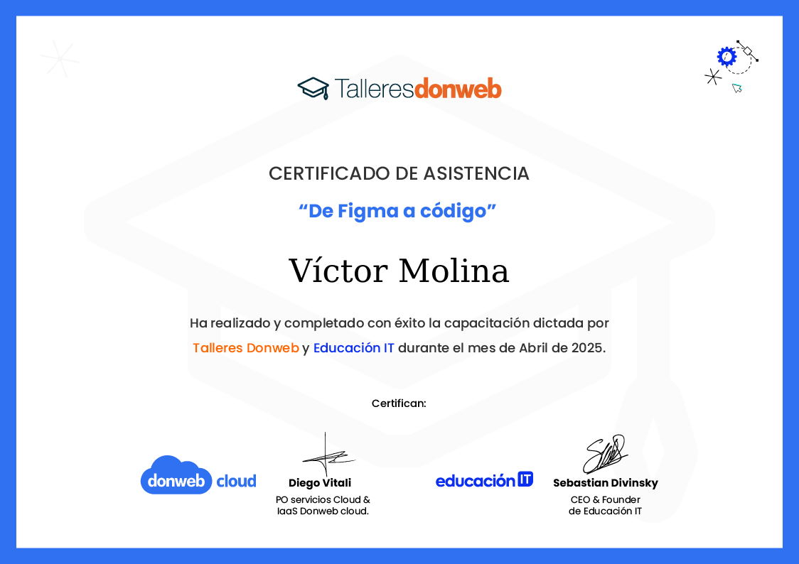 Certificado de asistencia · Talleres DonWeb