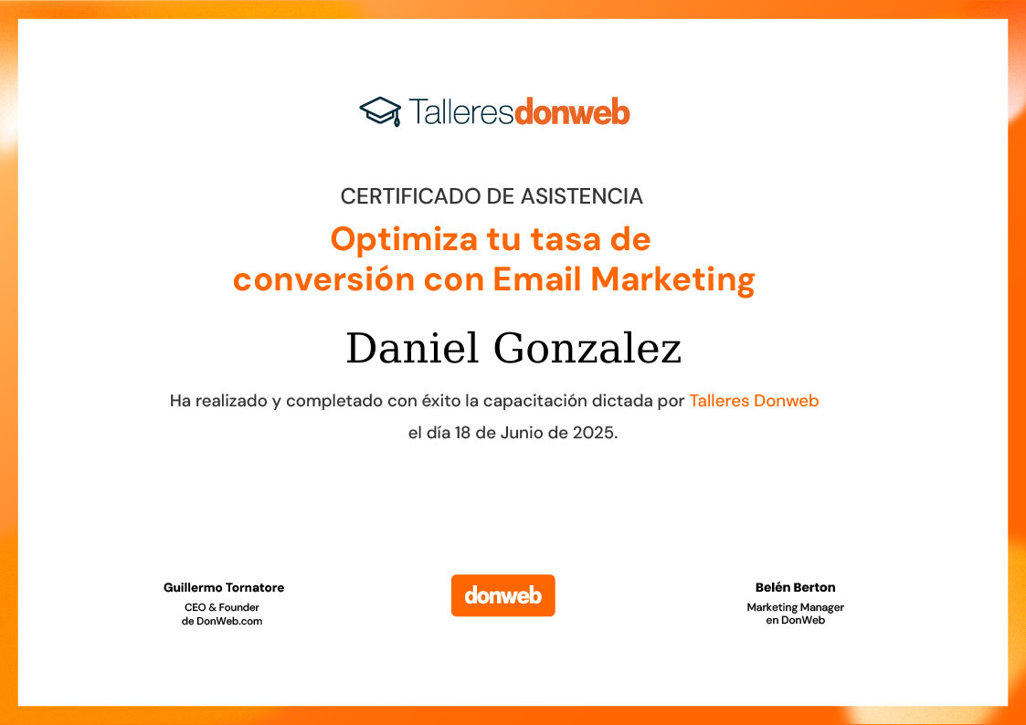 Certificado de asistencia · Talleres DonWeb