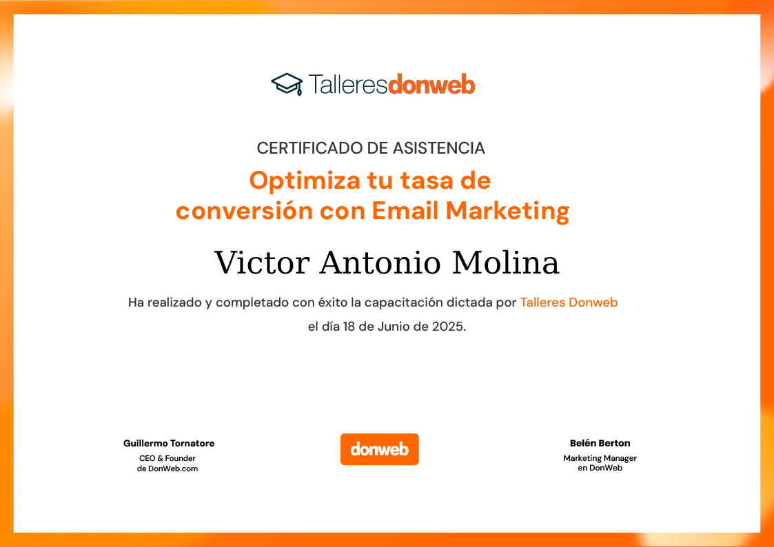 Certificado de asistencia · Talleres DonWeb