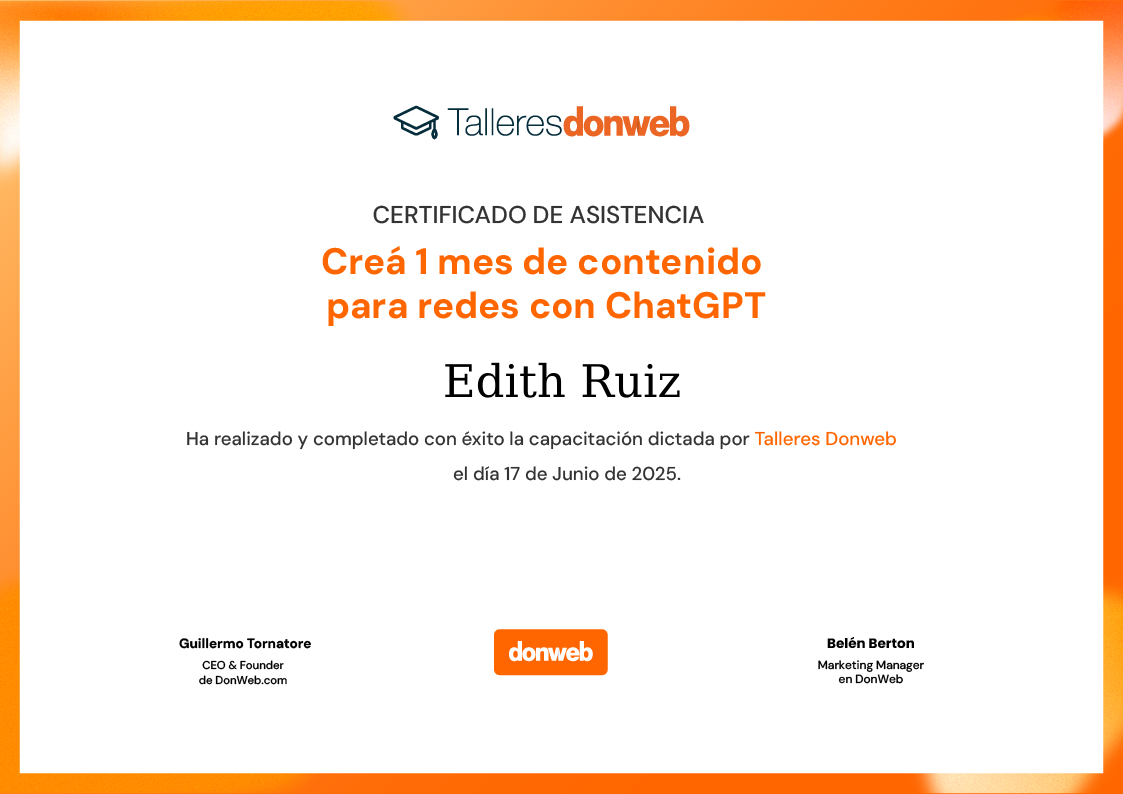 Certificado de asistencia · Talleres DonWeb
