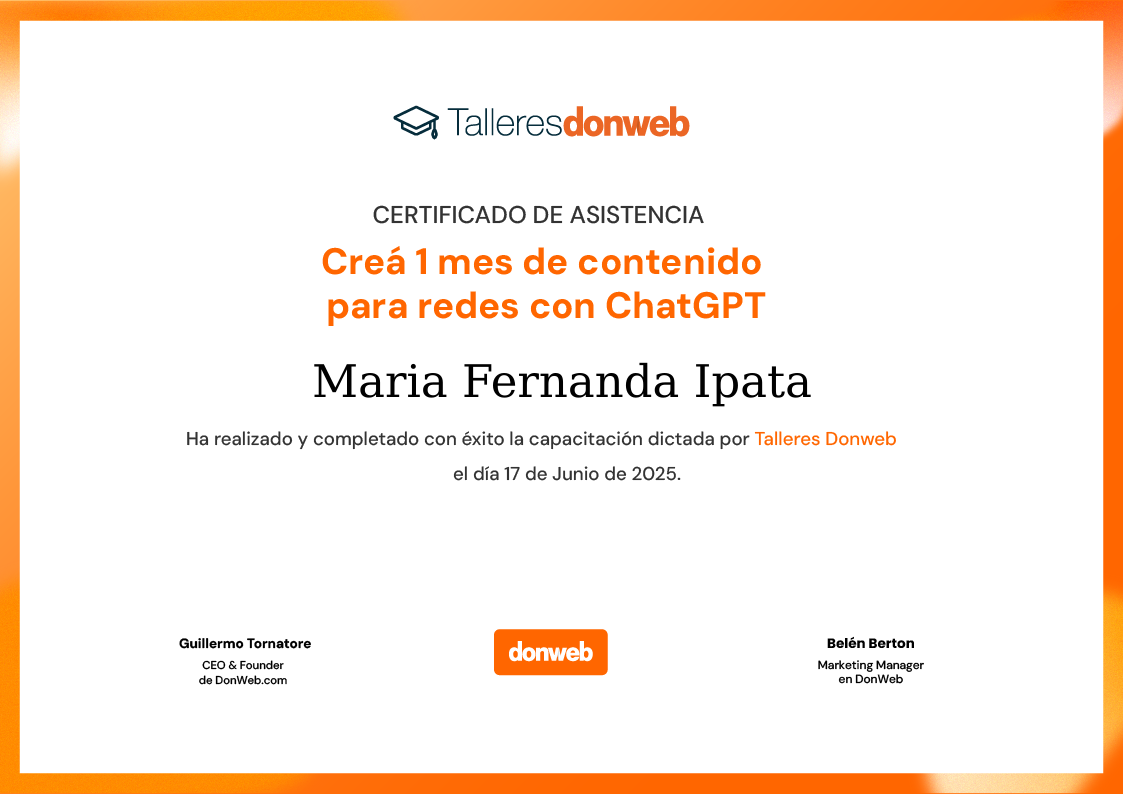 Certificado de asistencia · Talleres DonWeb