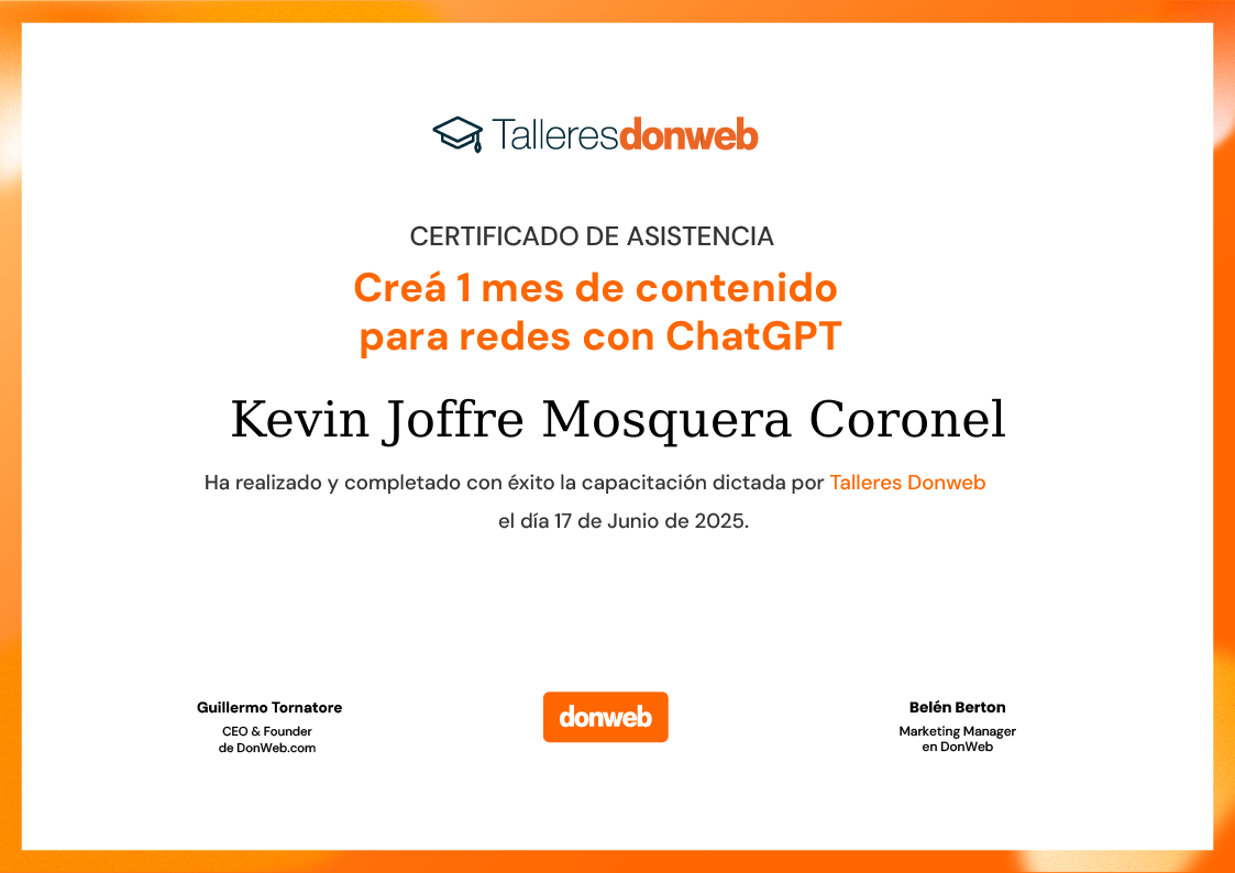 Certificado de asistencia · Talleres DonWeb