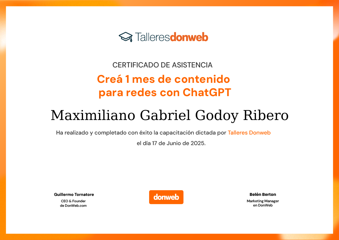 Certificado de asistencia · Talleres DonWeb