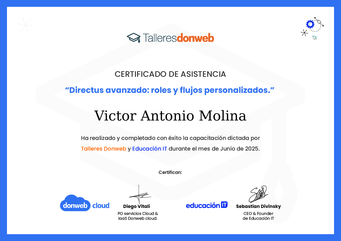 Certificado de asistencia · Talleres DonWeb