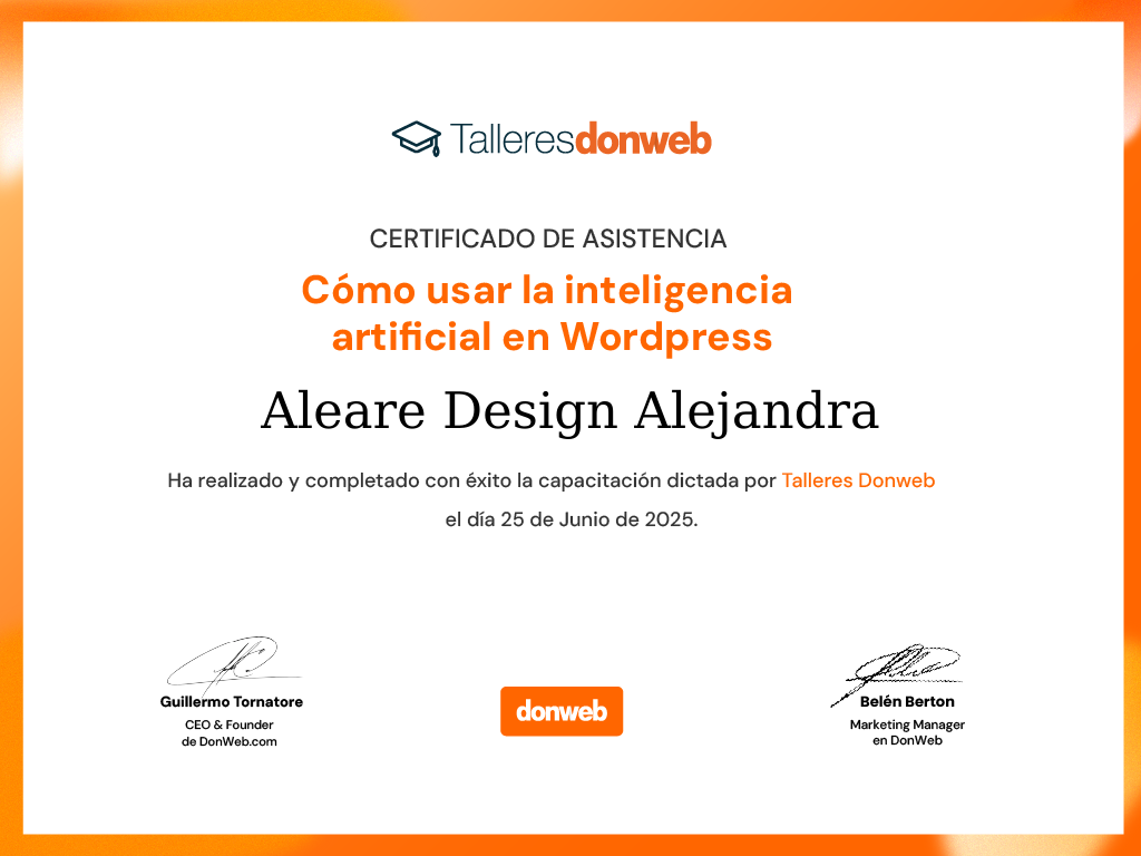 Certificado de asistencia · Talleres DonWeb