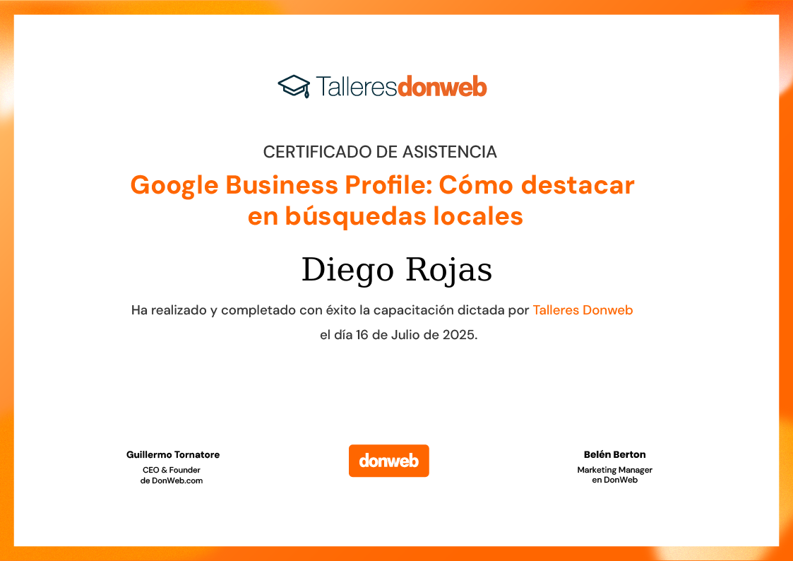 Certificado de asistencia · Talleres DonWeb