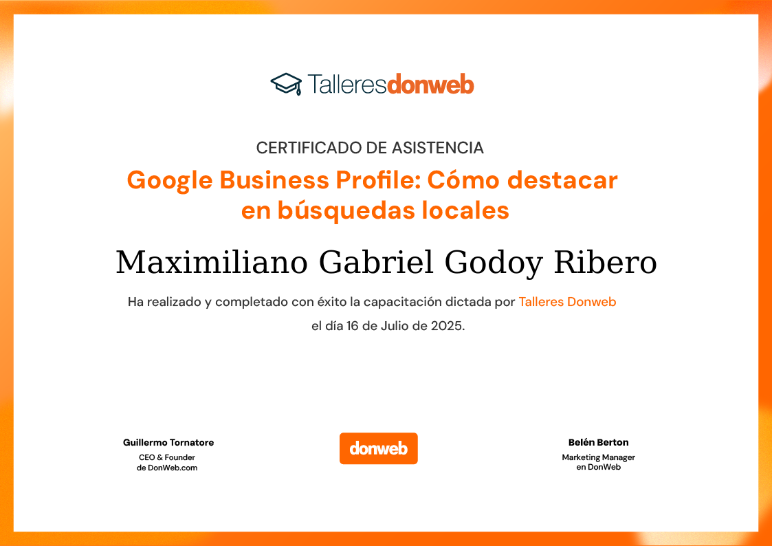 Certificado de asistencia · Talleres DonWeb