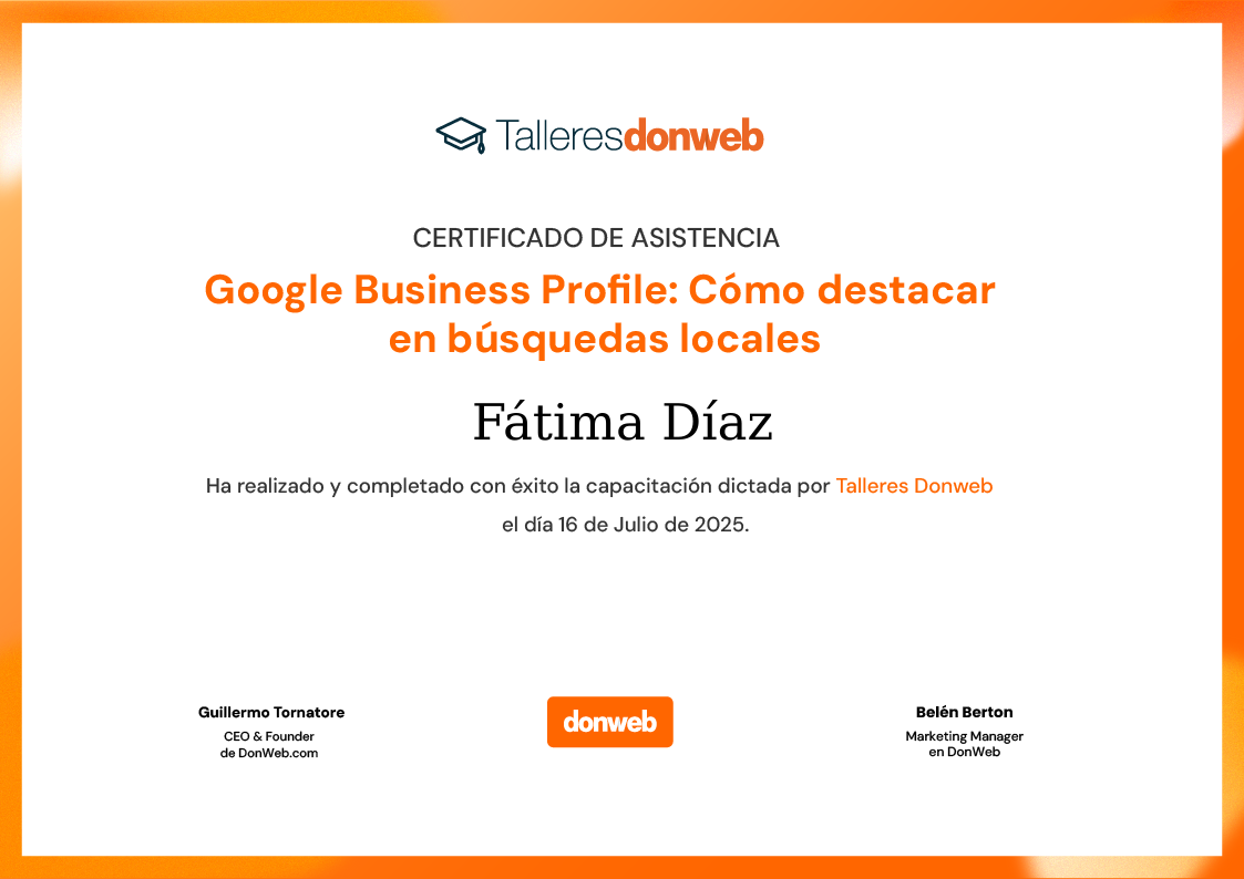 Certificado de asistencia · Talleres DonWeb