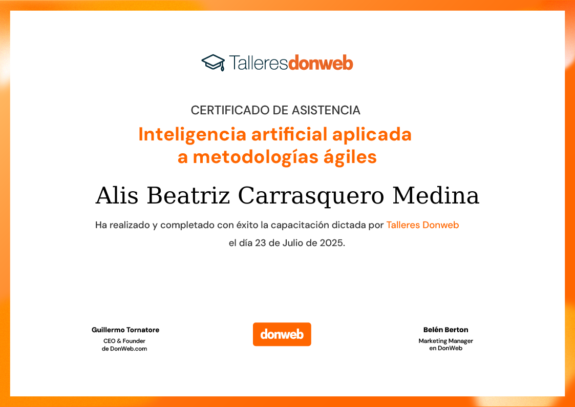 Certificado de asistencia · Talleres DonWeb