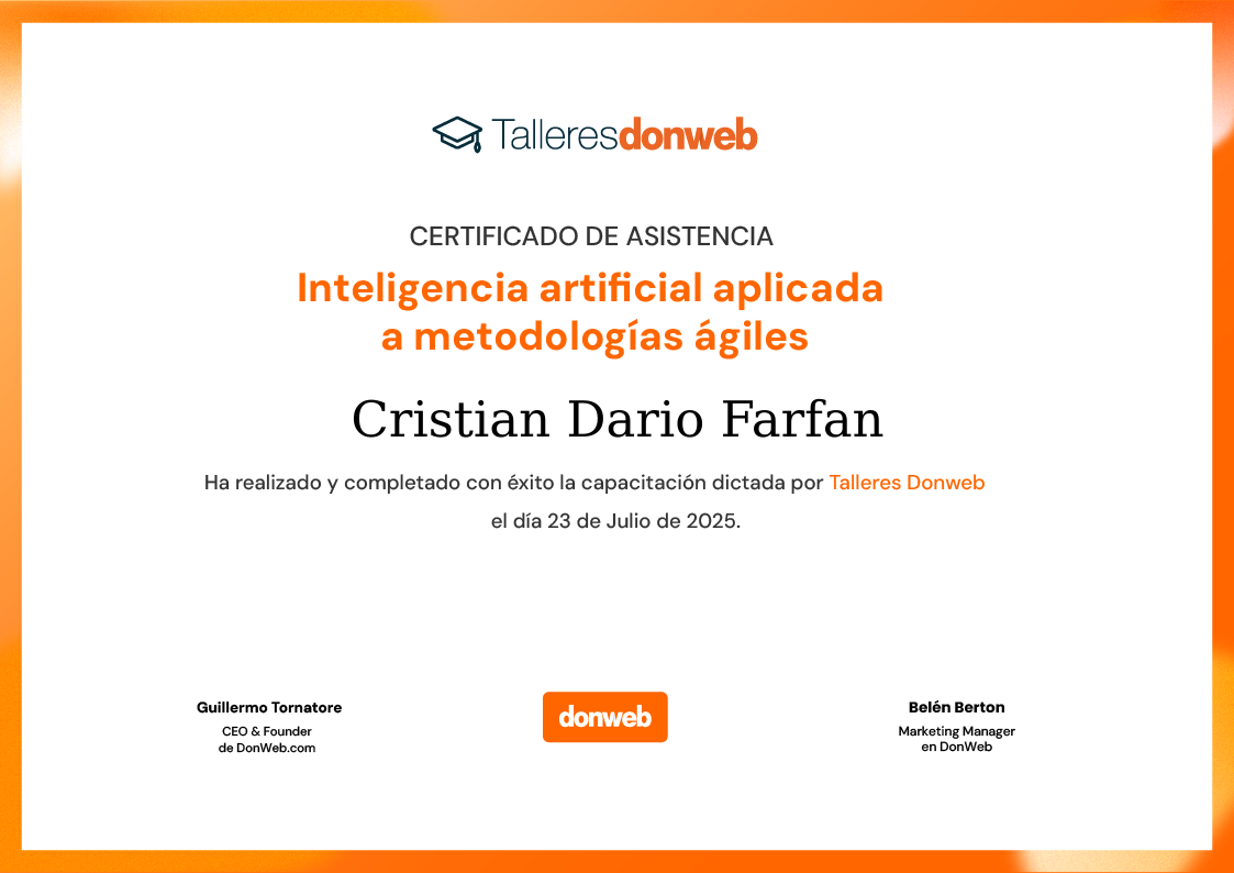Certificado de asistencia · Talleres DonWeb