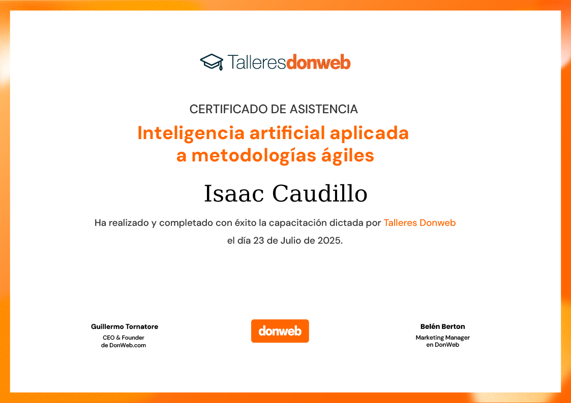 Certificado de asistencia · Talleres DonWeb