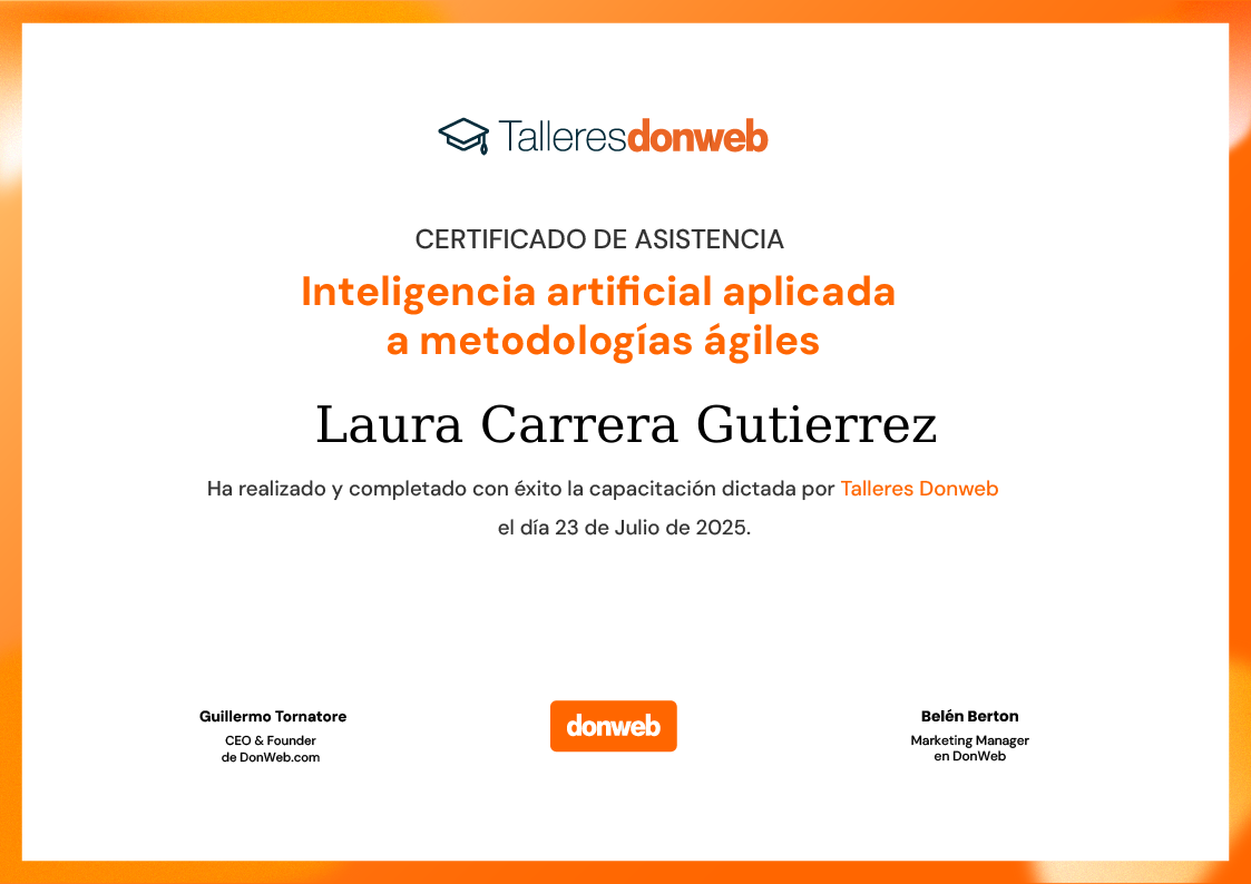 Certificado de asistencia · Talleres DonWeb