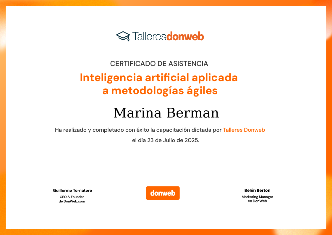 Certificado de asistencia · Talleres DonWeb