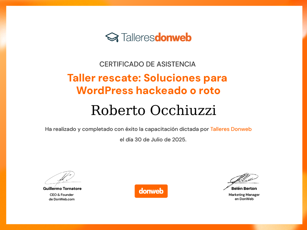 Certificado de asistencia · Talleres DonWeb