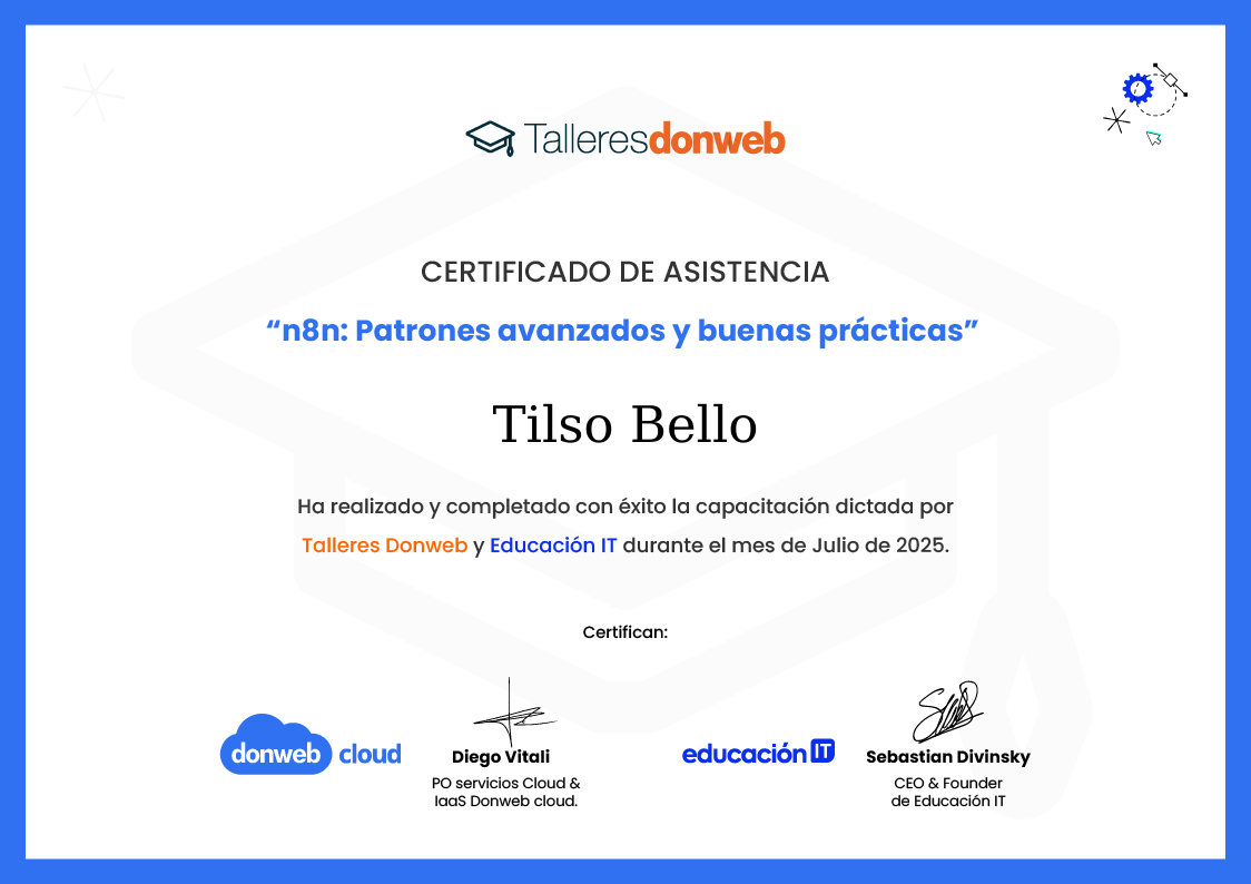 Certificado de asistencia · Talleres DonWeb