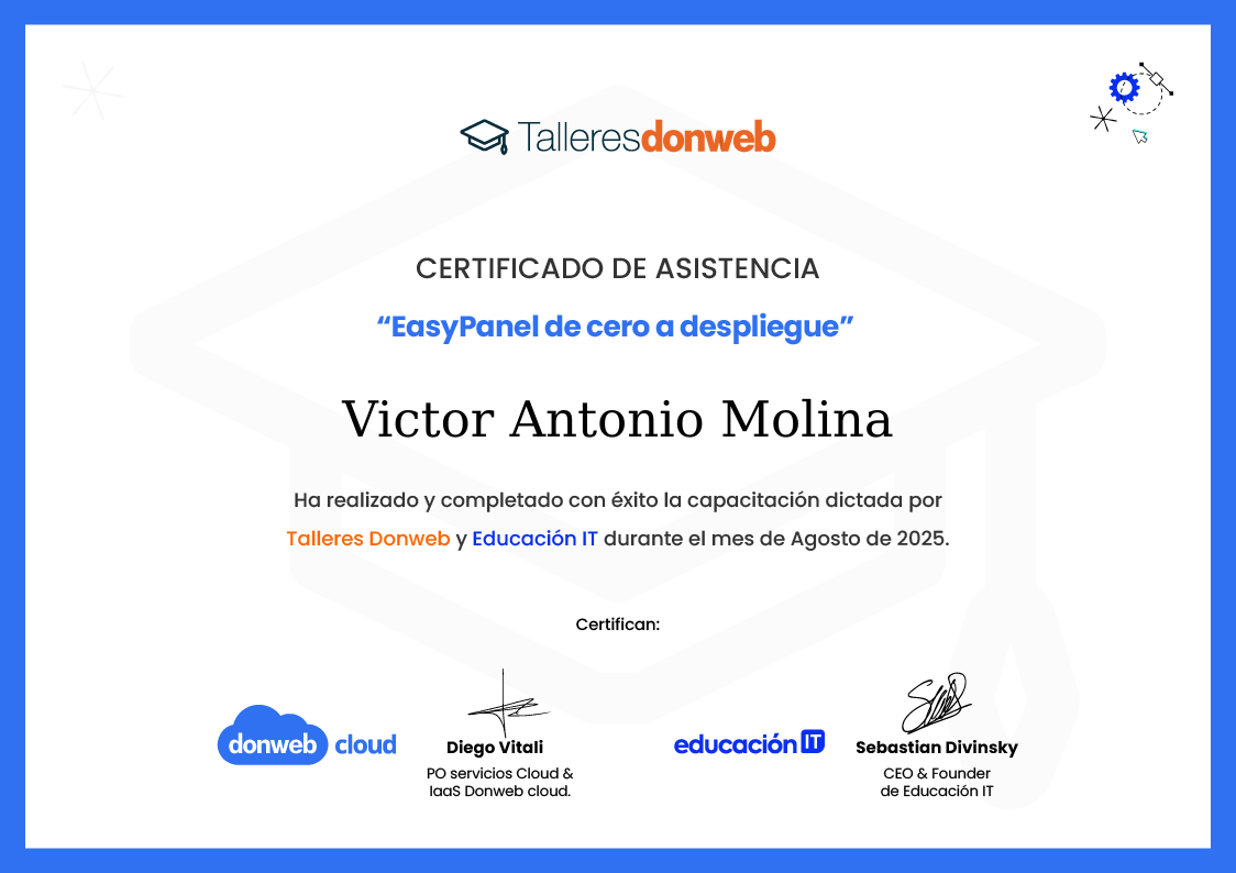 Certificado de asistencia · Talleres DonWeb