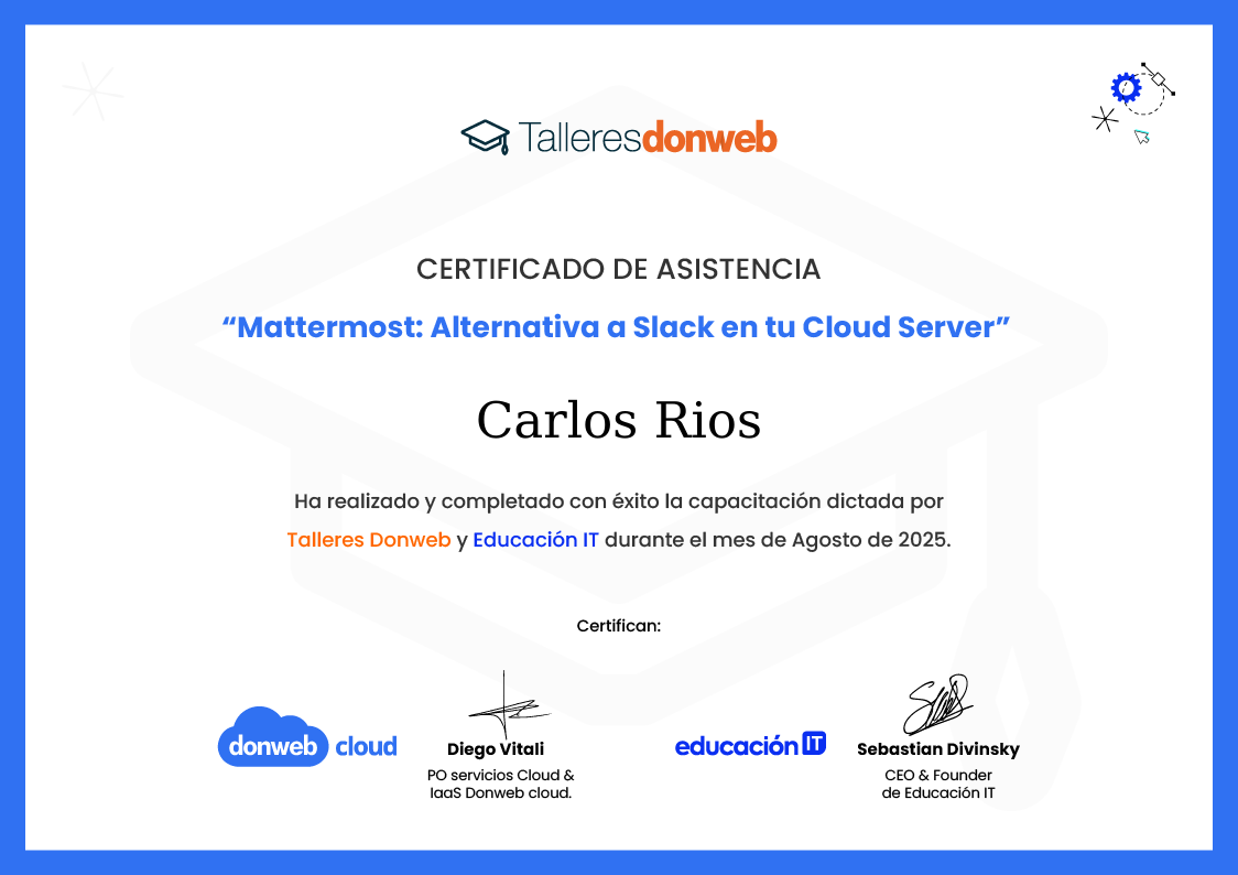 Certificado de asistencia · Talleres DonWeb