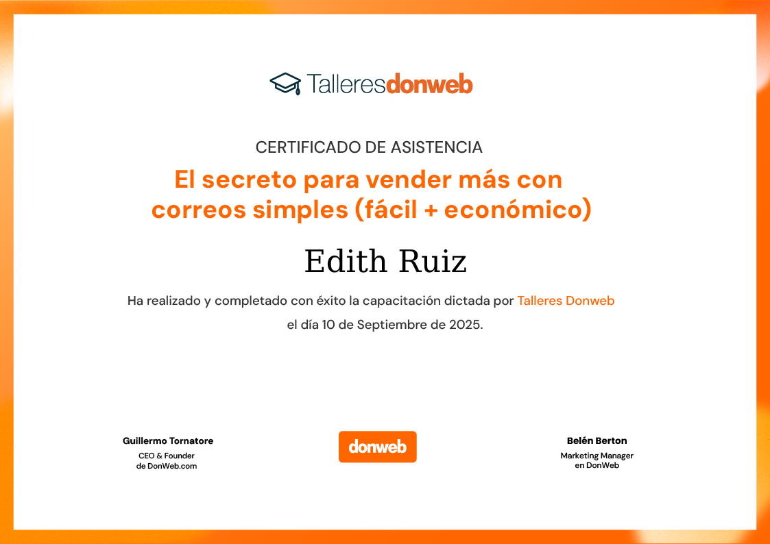 Certificado de asistencia · Talleres DonWeb