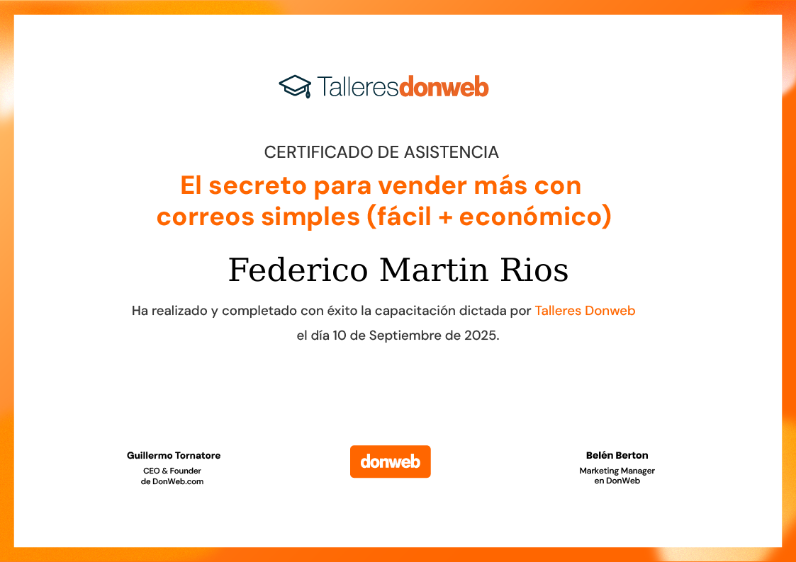 Certificado de asistencia · Talleres DonWeb