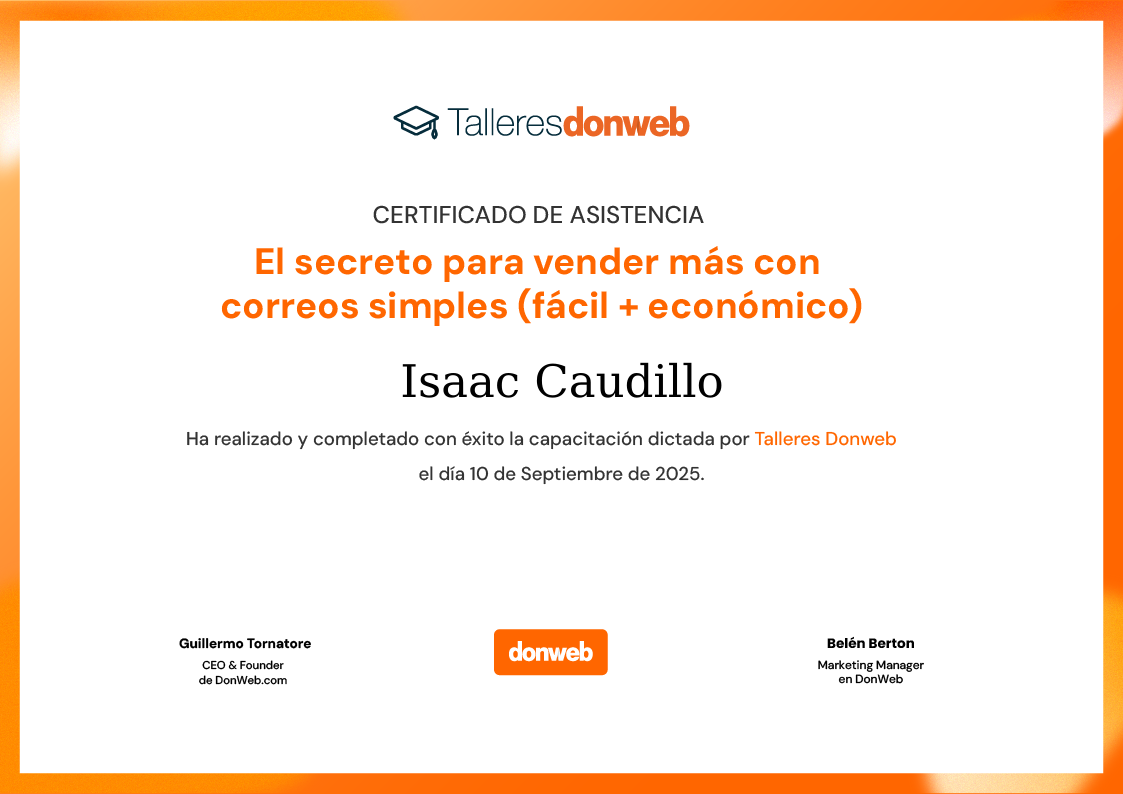 Certificado de asistencia · Talleres DonWeb