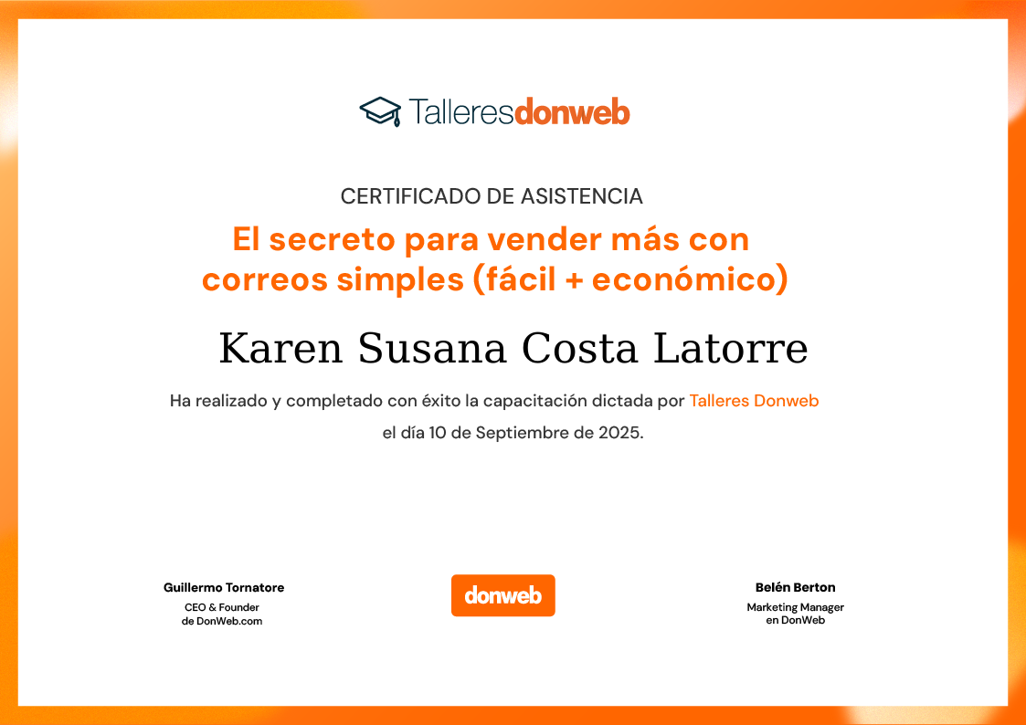 Certificado de asistencia · Talleres DonWeb