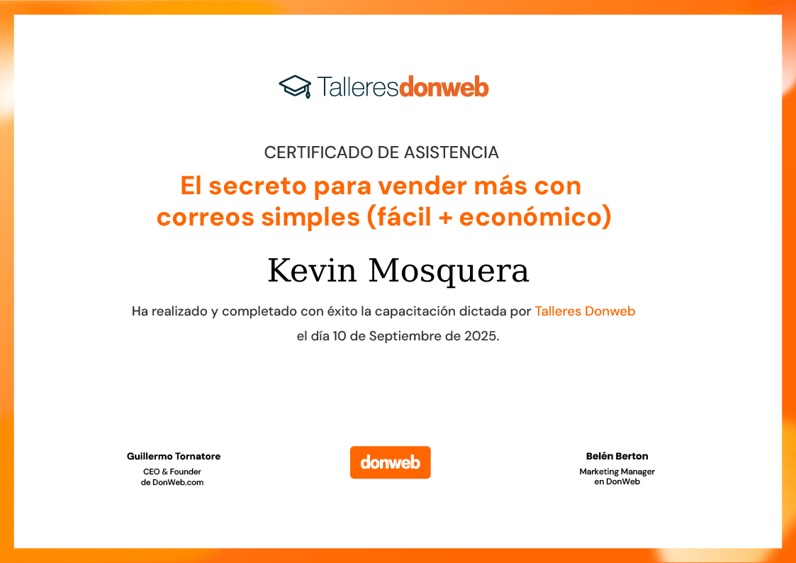 Certificado de asistencia · Talleres DonWeb