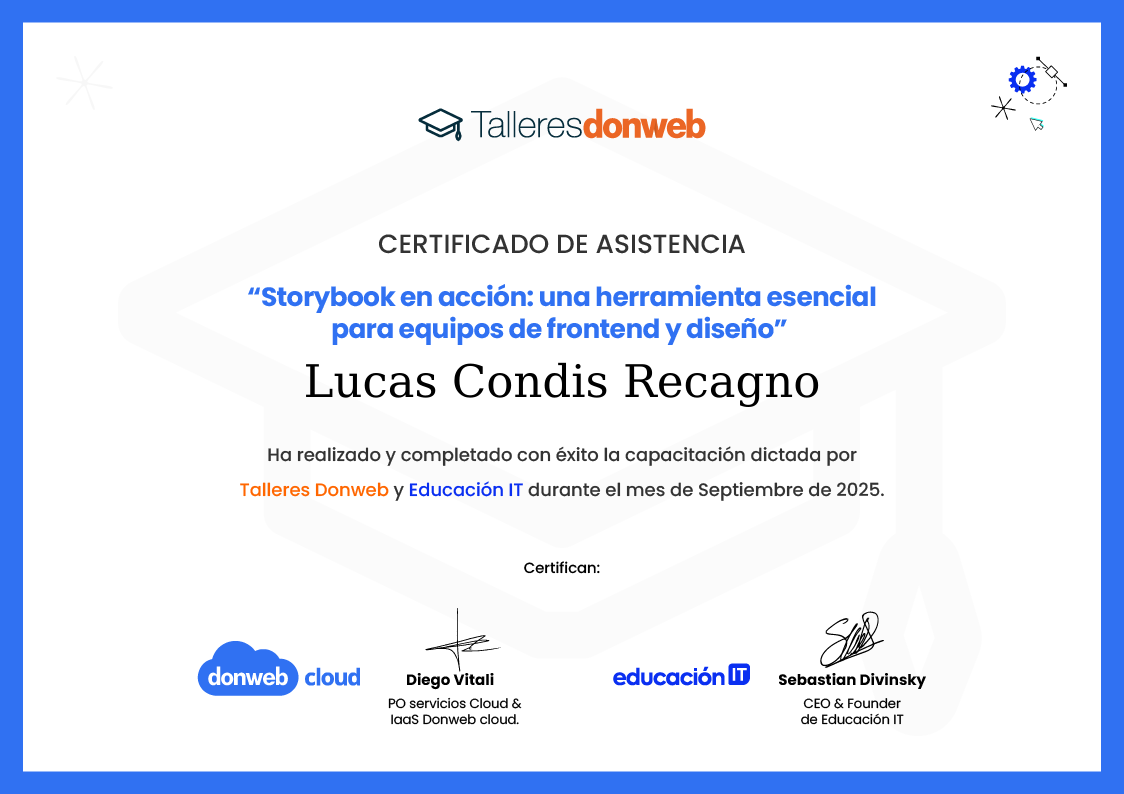 Certificado de asistencia · Talleres DonWeb