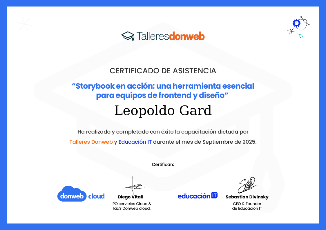 Certificado de asistencia · Talleres DonWeb