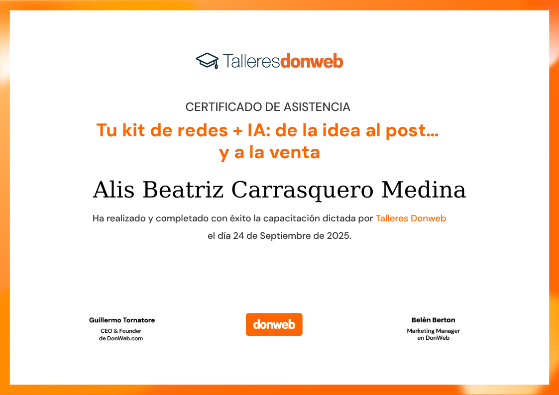Certificado de asistencia · Talleres DonWeb
